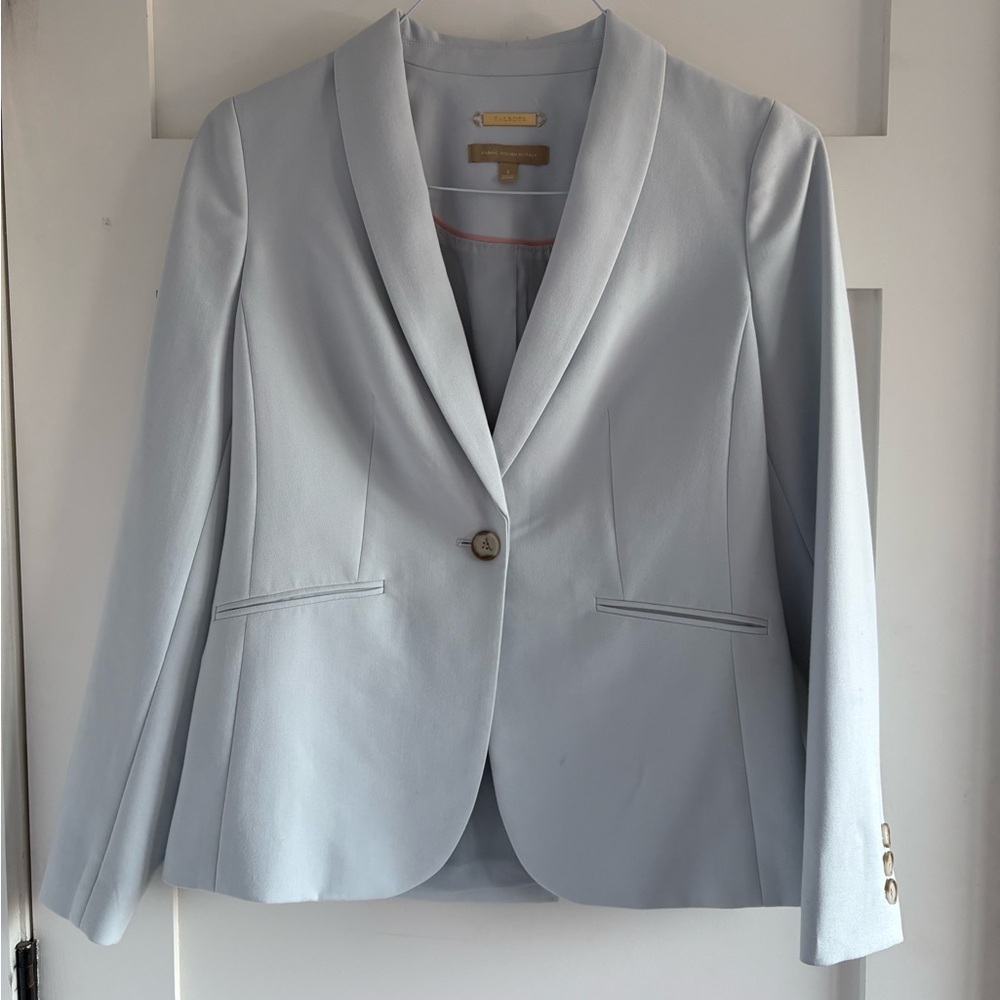 Talbots Italian luxe double cloth single button baby blue blazer size 2 - Picture 2 of 13